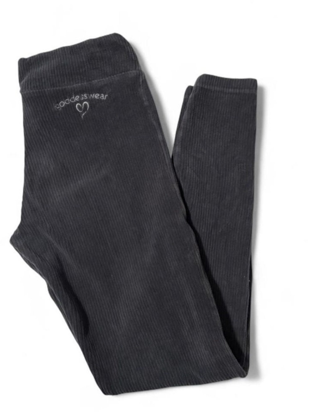 Goddesswear Grey Ribbed Leggings Women’s Size III 10/12 Stretch Pull On Pants